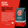 An image of the Decaf Medium Roast Coffee with the product description on the page. A scale indicates a high level of smoothness.