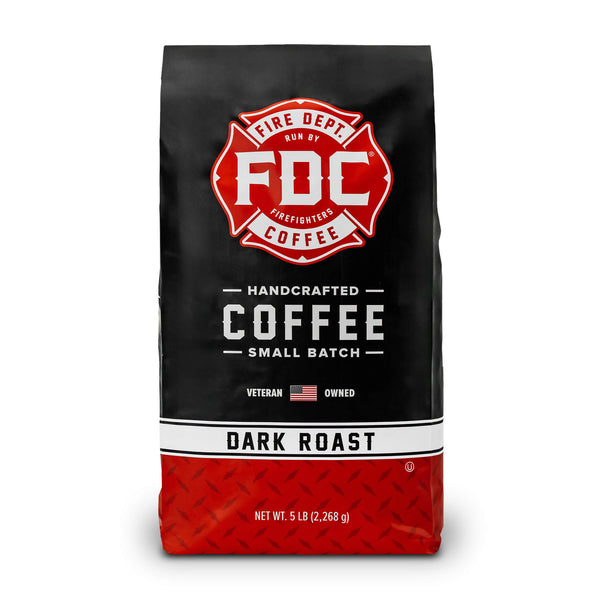 A 5lb bag of Fire Department Coffee Dark Roast coffee