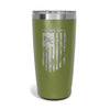 The front of the FDC Flag Green Tumbler 20oz.