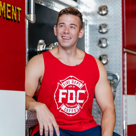 Lance wearing the FDC Red Logo Tank Top