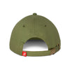 The back view of the FDC Military Green Groovy Dad Hat, featuring a brass adjustable closure.