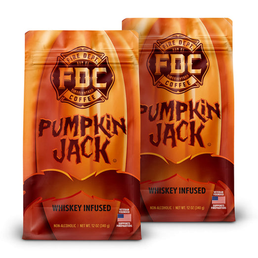 Two bags of Pumpkin Jack Whiskey Infused Coffee