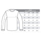 A sizing chart for the Long Sleeve Stay Back Shirt