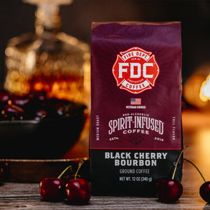 12 oz bag of black cherry bourbon infused coffee