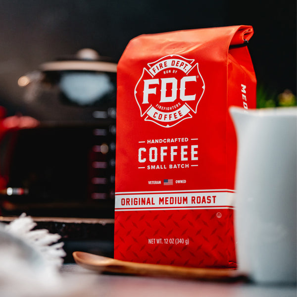 4 bags of Fire Department Coffee that includes the Original Medium Roast, Dark Roast, Shellback Espresso, and Skull Crushing Espresso.